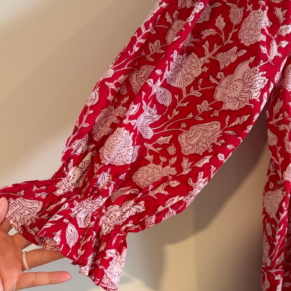 Mille Charlie Top- Red Zinnia Floral Print - Picture 3 of 8